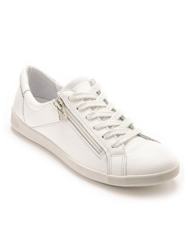 Baskets cuir lacées et zippées - blanc (blanc)