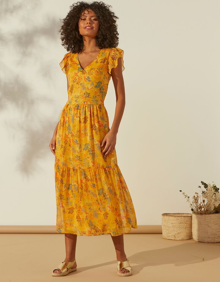Robe longue voile imprimé (miel) Robe longue voile imprimé (miel)