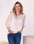 Blouse macramé unie, voile plumetis (blanc)