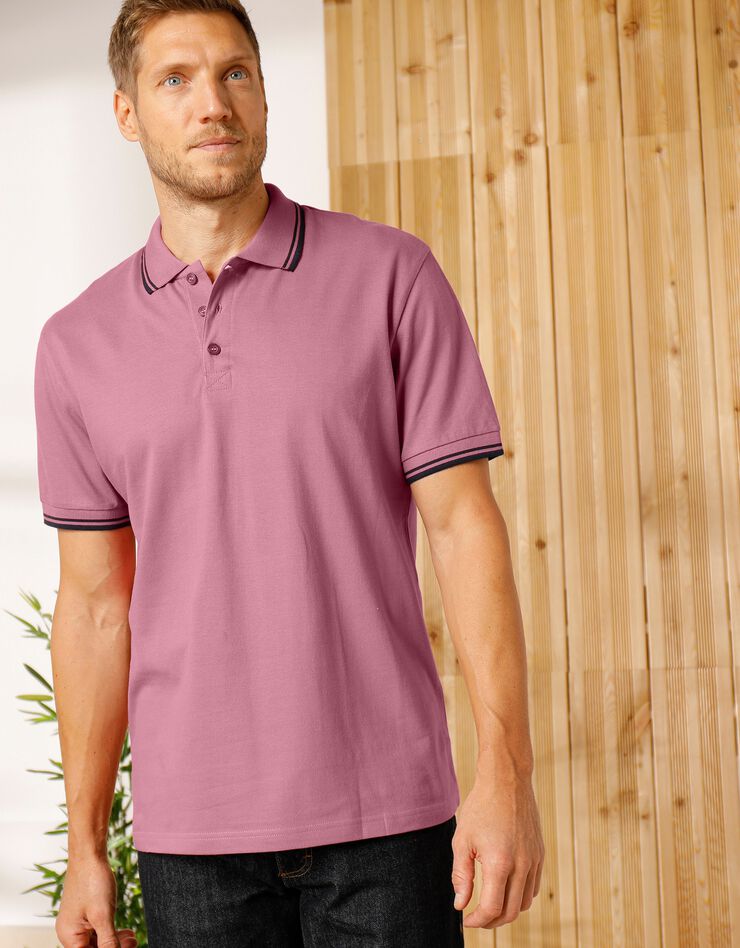 Polo uni maille piquée manches courtes (vieux rose) Polo uni maille piquée manches courtes (vieux rose)