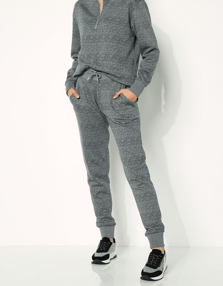Pantalon jogging en molleton imprimé chiné (gris chiné) Pantalon jogging en molleton imprimé chiné (gris chiné)