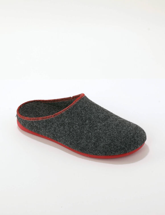 Chaussons homme bicolores forme sabot (gris fonc&eacute;)