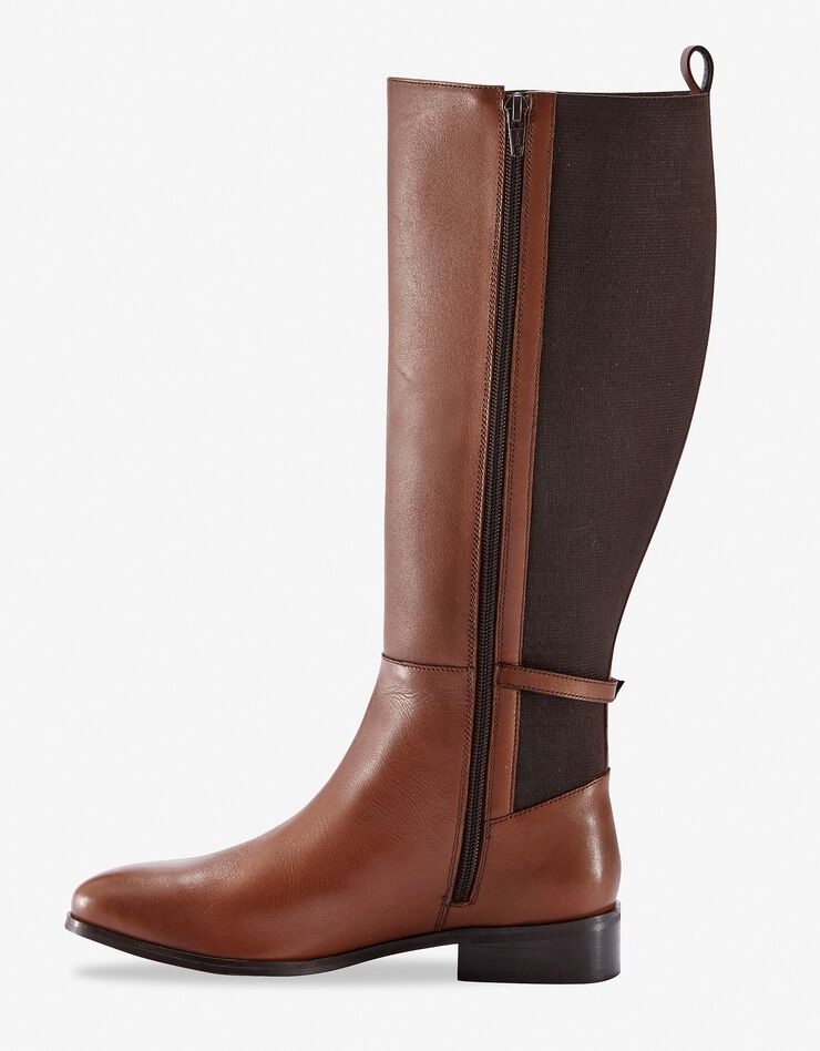 Bottes cavalières en cuir, spécial larges mollets (marron)