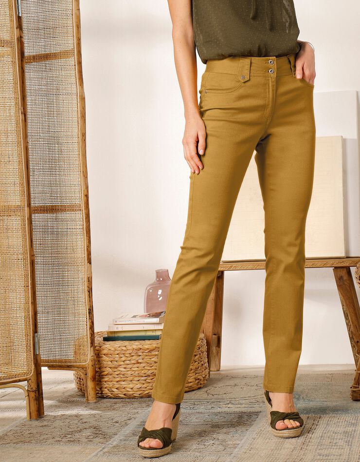 Pantalon droit taille haute effet denim - petite stature (safran) Pantalon droit taille haute effet denim - petite stature (safran)