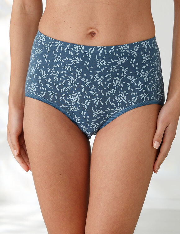 Culotte coton forme maxi unie bleue et imprim&eacute;e pissenlit - lot de 7  (marine / bleu)