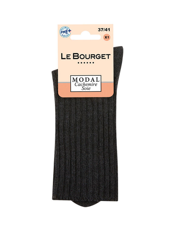 Chaussettes modal avec cachemire et soie (noir chin&eacute;)
