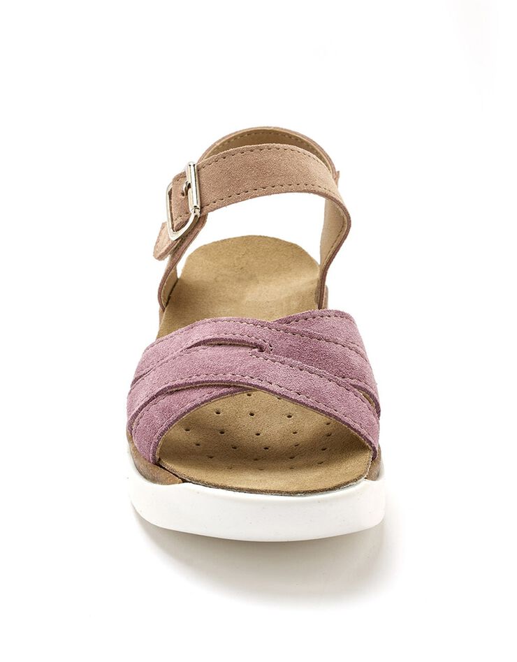 Sandales cuir brides multicolores - largeur confort (rose) Sandales cuir brides multicolores - largeur confort (rose)
