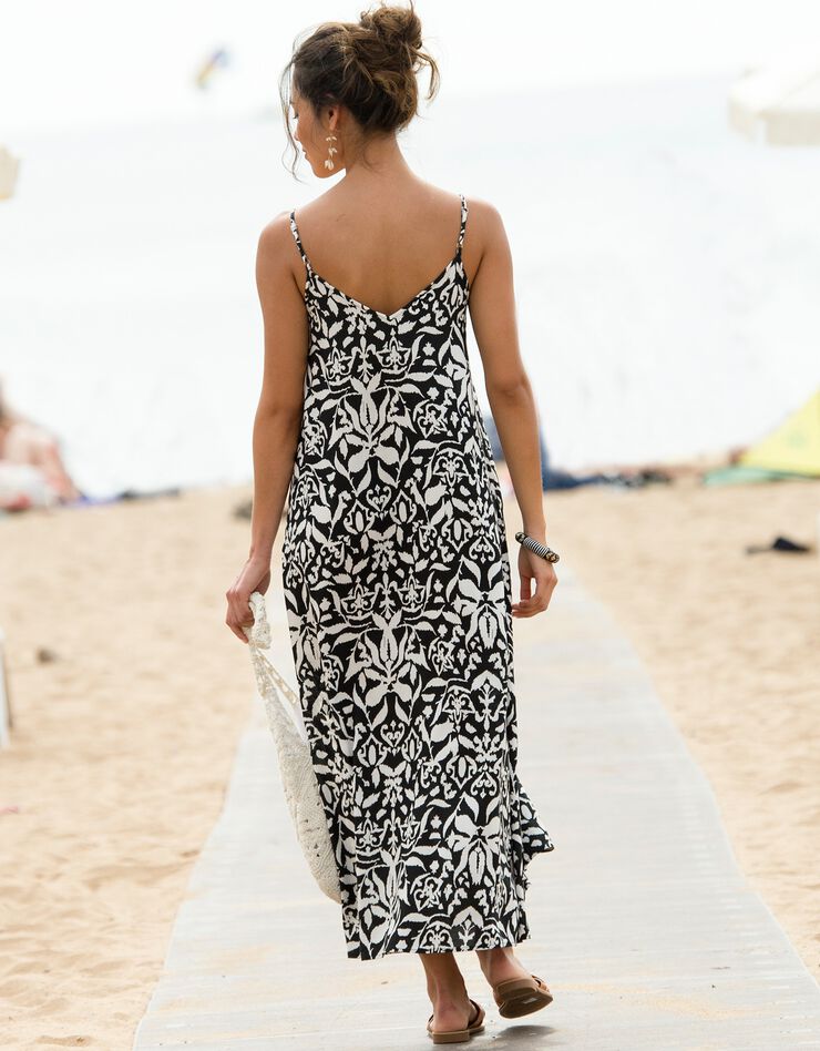 Robe longue imprimée (noir / blanc)