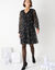 Robe bicolore &agrave; plis, imprim&eacute; feuilles (noir / beige)