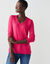 Pull col V, toucher doux (rose fuchsia)