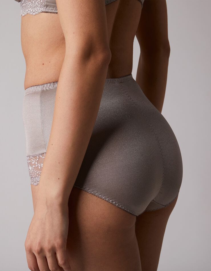 Gainette maille satinée et dentelle Salford - lot de 2 (chocolat + taupe)