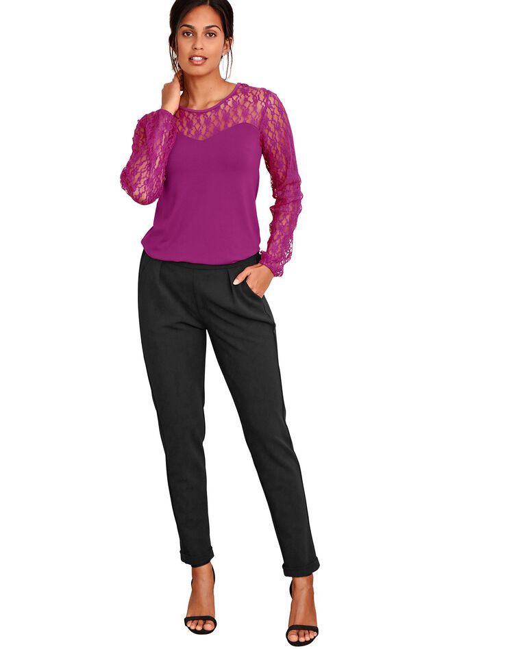 Pantalon 7/8ème chino maille crêpe (noir) Pantalon 7/8ème chino maille crêpe (noir)