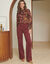 Pantalon large d&eacute;tails plis piqu&eacute;s, petite stature (bordeaux)