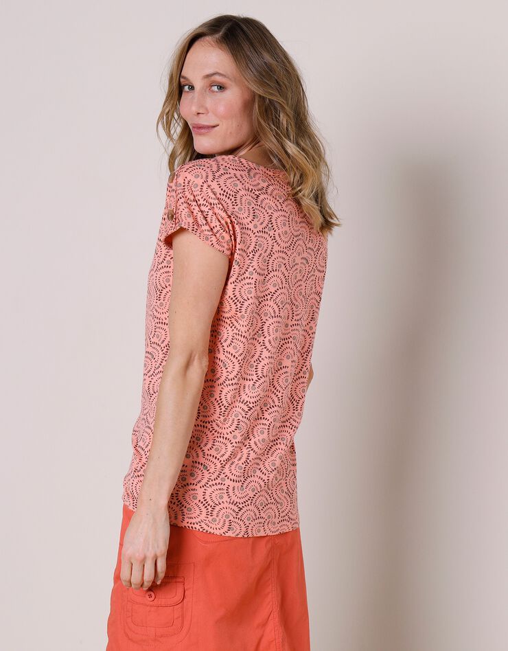 Tee-shirt imprimé col rond (abricot / taupe) Tee-shirt imprimé col rond (abricot / taupe)