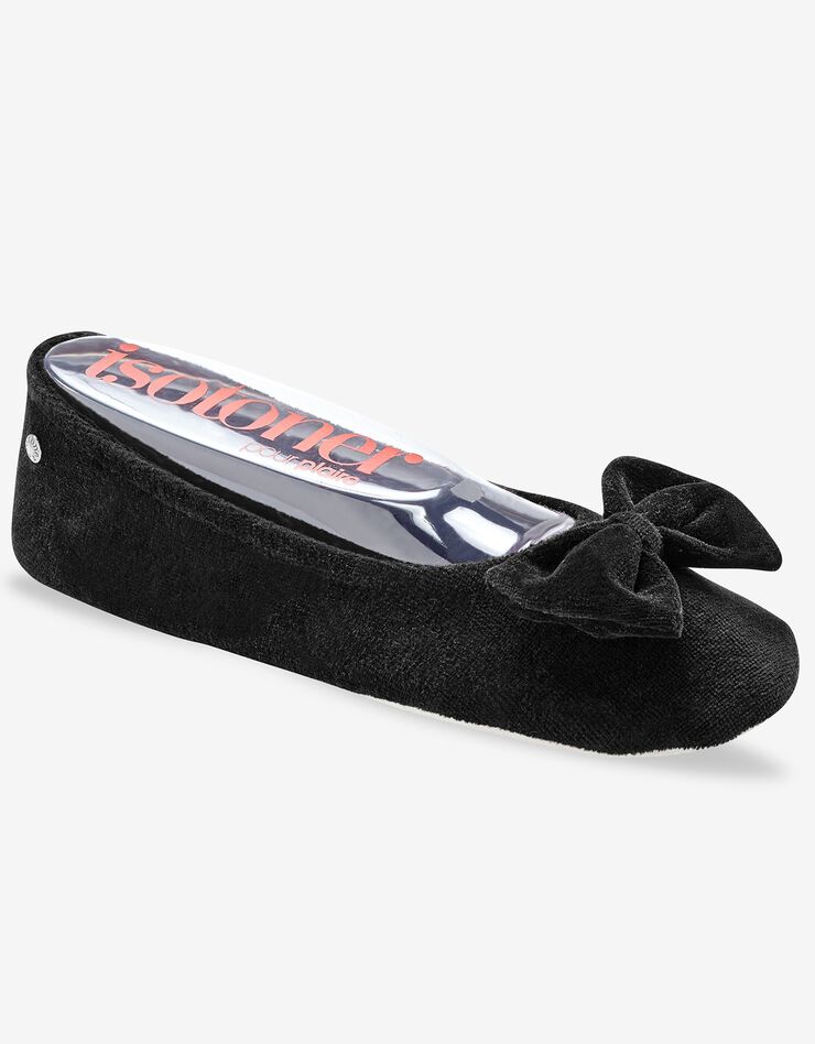 Ballerines velours uni issu de l'agriculture biologique - large noeud (noir) Ballerines velours uni issu de l'agriculture biologique - large noeud (noir)