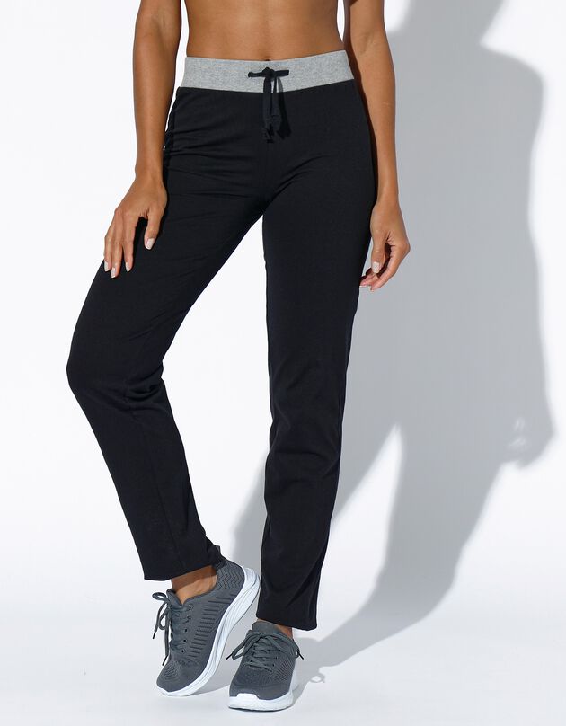 Pantalon jogging maille (noir / gris chiné)