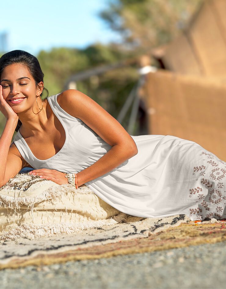 Robe imprimée coton modal (écru / sable) Robe imprimée coton modal (écru / sable)