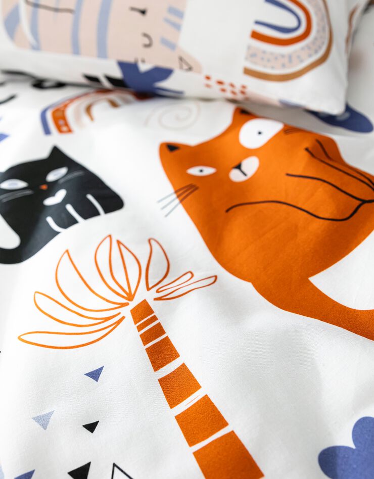 Linge de lit enfant Minou imprimé chat 1 personne - coton (blanc)