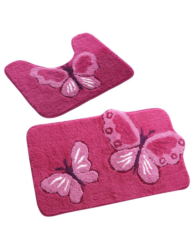 Tapis de bain fantaisie Papillons (rose / fuchsia)