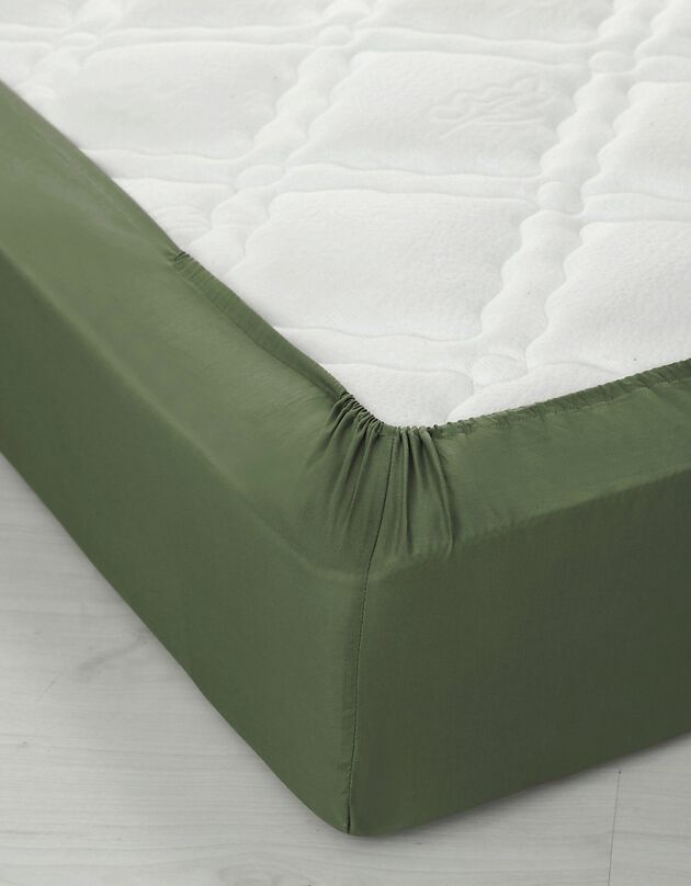 Drap-housse uni coton bonnet 32 cm (eucalyptus)