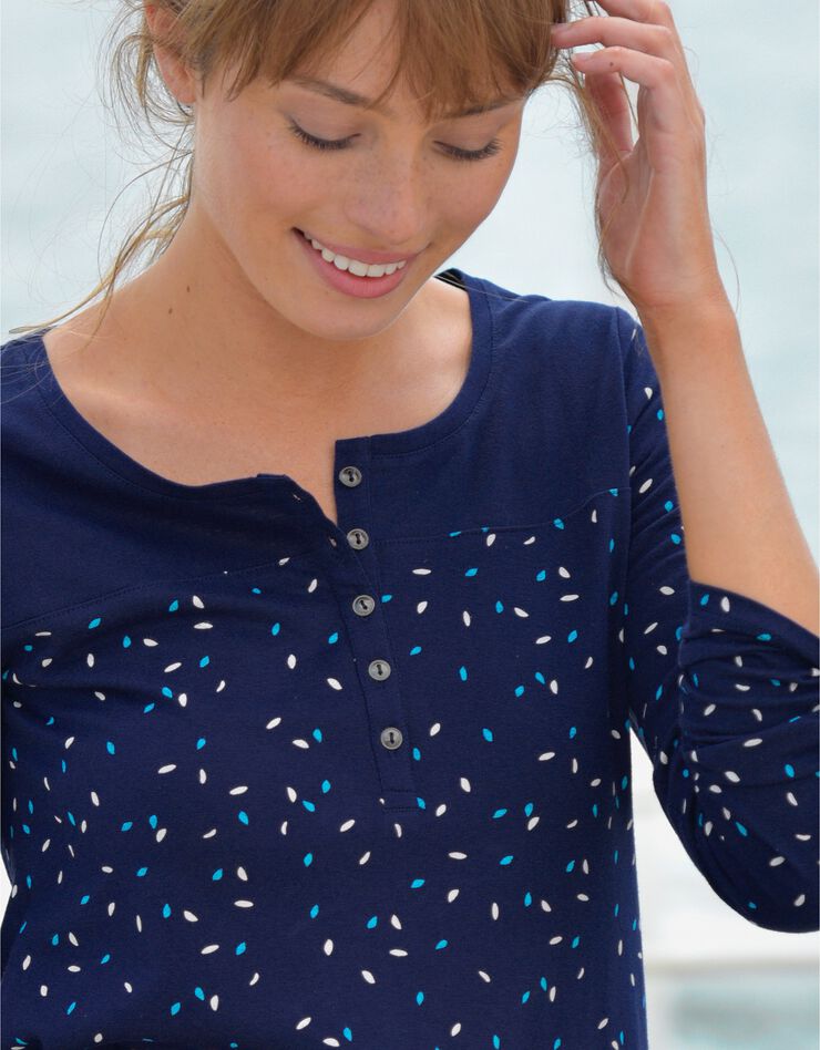 Tee-shirt tunisien imprimé manches longues (marine) Tee-shirt tunisien imprimé manches longues (marine)