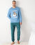 Pyjama pantalon manches longues Marmotte (bleu / vert)