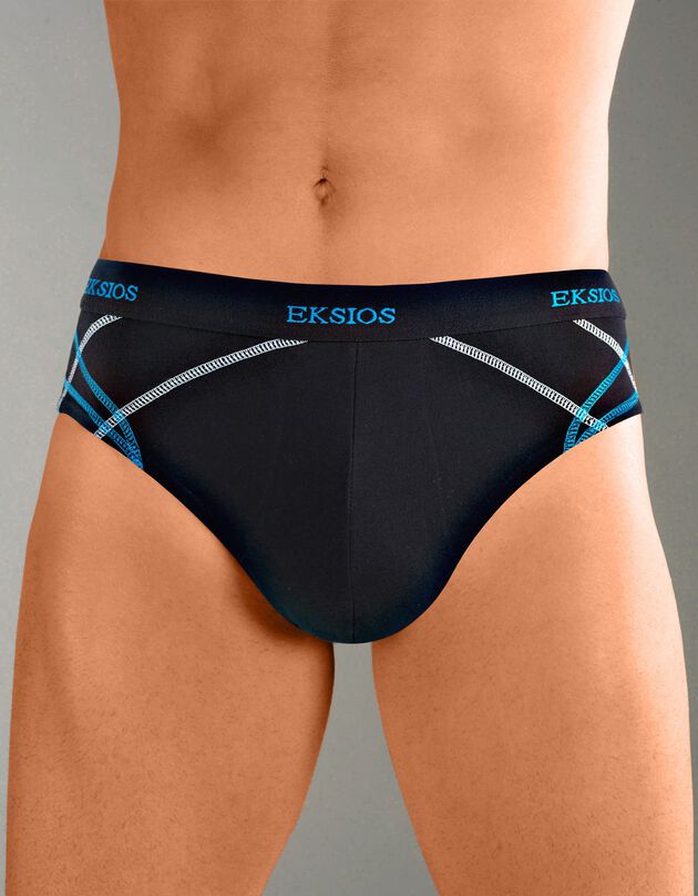 Slip fermé élastiqué surpiqué taille confort - lot de 6 (noir + gris)