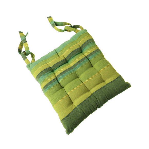 Galette de chaise carrée rayée - lot de 2 (vert)