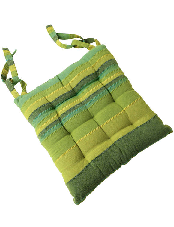 Galette de chaise carrée rayée - lot de 2 (vert)