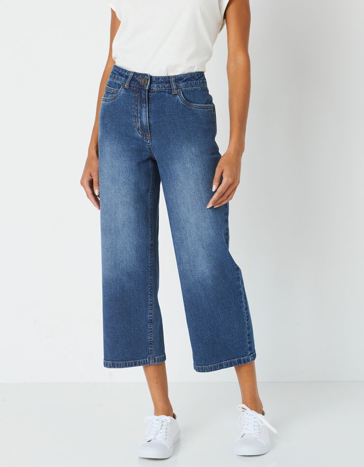 Jean large raccourci coupe stretch, spécial petites (stone) Jean large raccourci coupe stretch, spécial petites (stone)