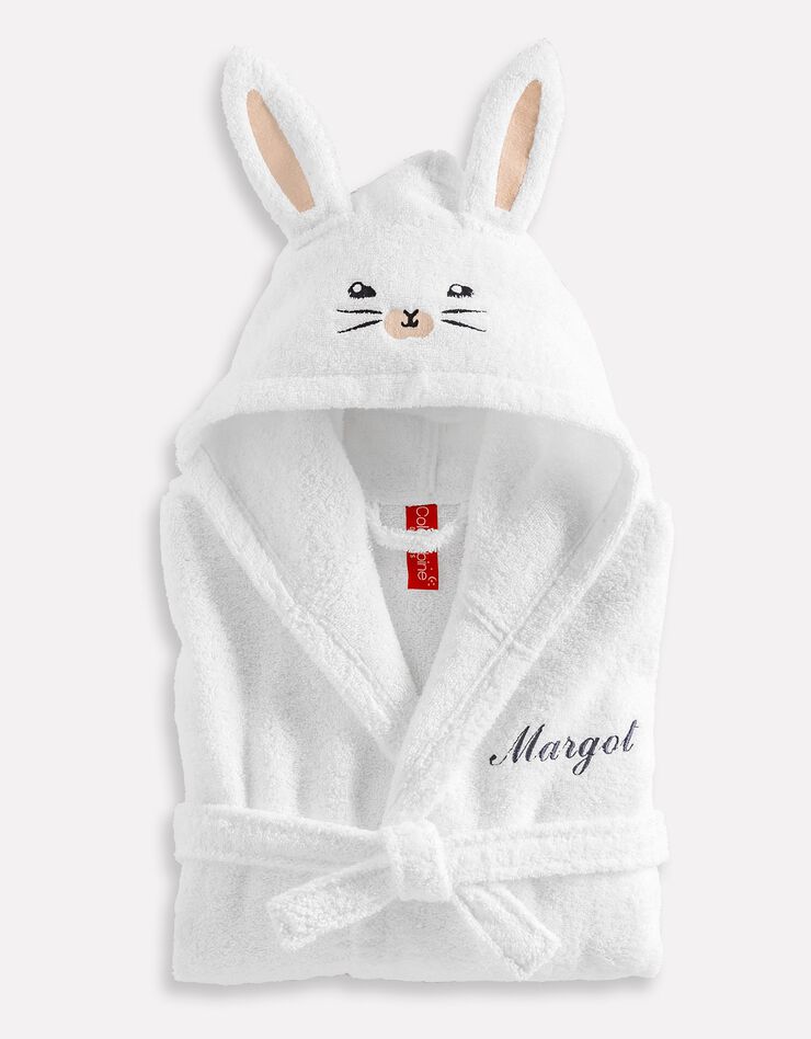 Peignoir de bain enfant personnalisable lapin à capuche (blanc) Peignoir de bain enfant personnalisable lapin à capuche (blanc)