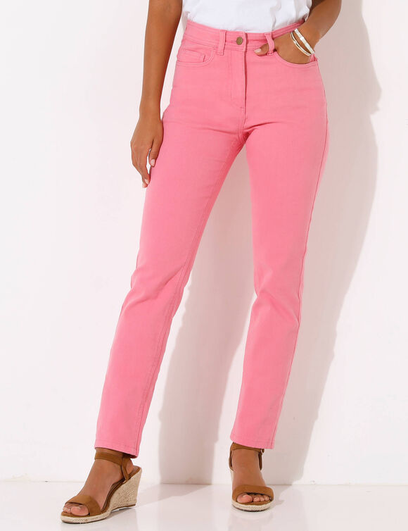 Pantalon droit sculptant, renfort gainant (rose)
