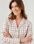 Chemise de nuit en flanelle forme liquette tiss&eacute; teint carreaux (&eacute;cru / rose)
