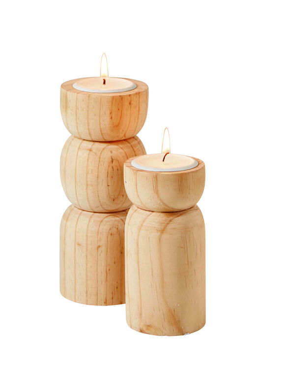 Porte bougie photophore en bois (bois)