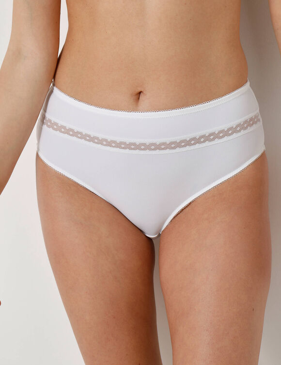 Culotte haute microfibre et tulle plumetis effet seconde peau Paia - lot de 2 (blanc)