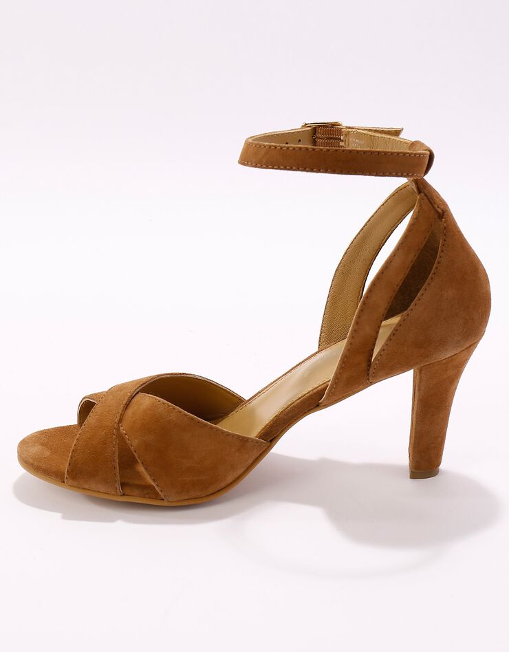 Sandales cuir à talon (caramel)