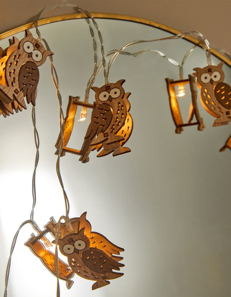 Guirlande lumineuse chouettes à leds (bois) Guirlande lumineuse chouettes à leds (bois)