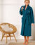 Peignoir mixte adulte éponge bouclette col châle personnalisable (bleu paon)