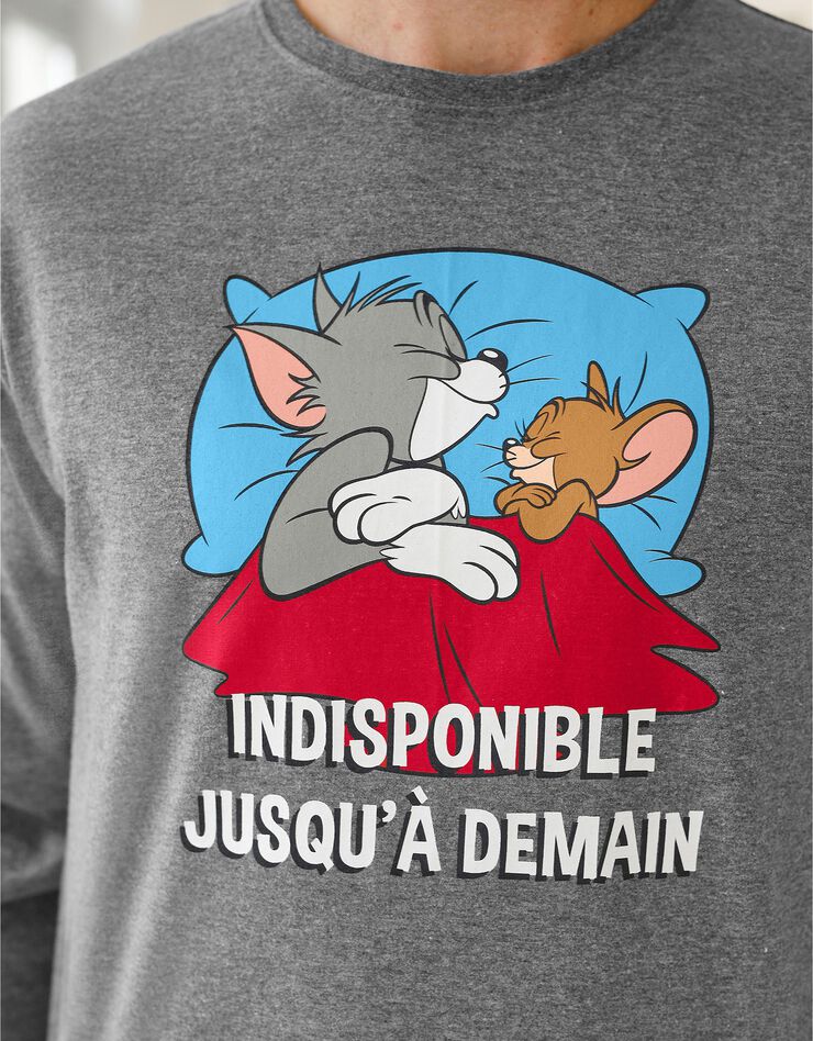 Pyjama Tom&Jerry® manches longues (gris chiné / bordeaux)