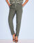 Pantalon fuselé fluide, lin-coton (kaki)