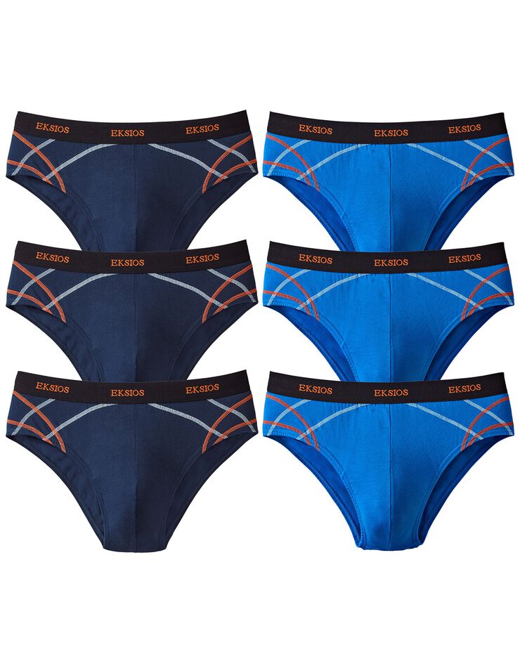 Slip fermé taille confort - lot de 6 (bleu + marine) Slip fermé taille confort - lot de 6 (bleu + marine)