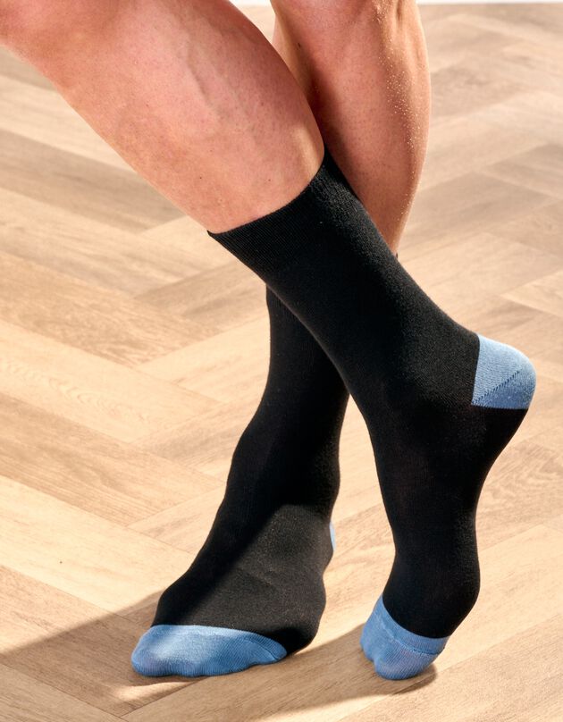 Mi-chaussettes talon couleur - lot de 5 paires (noir)