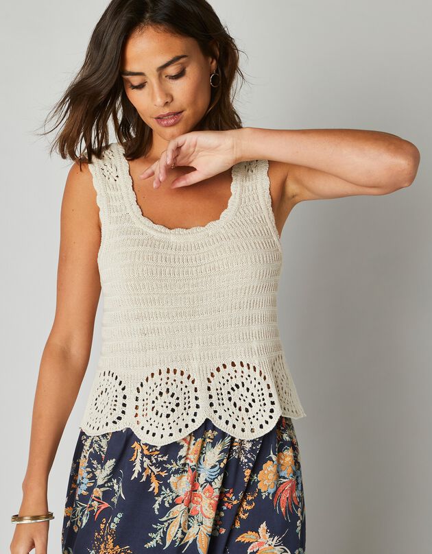 Pull sans manches (écru)