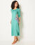 Chemise de nuit longue manches longues imprimé rosaces (lagon)