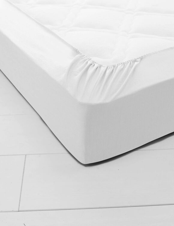 Drap-housse uni jersey bonnet 40 cm (blanc)