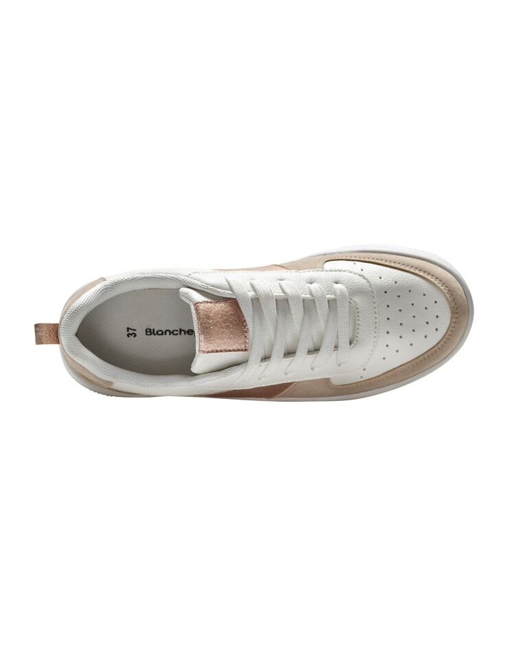 Baskets plateforme à lacets (blanc / beige)