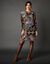 Robe droite imprimé patchwork (noir / beige)