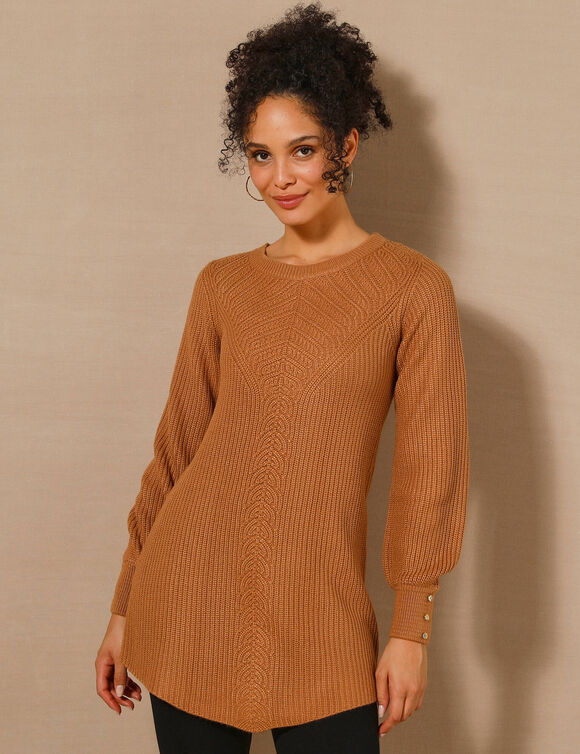Pull-tunique maille fantaisie  (noisette)