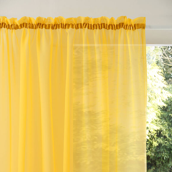 Panneau voile uni finition galon fronceur (jaune)