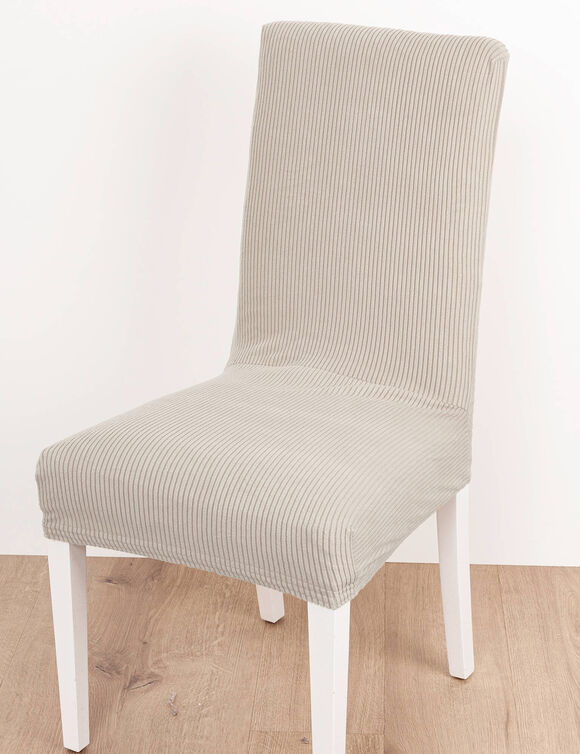 Housse de chaise bi-extensible velours côtelé (écru)